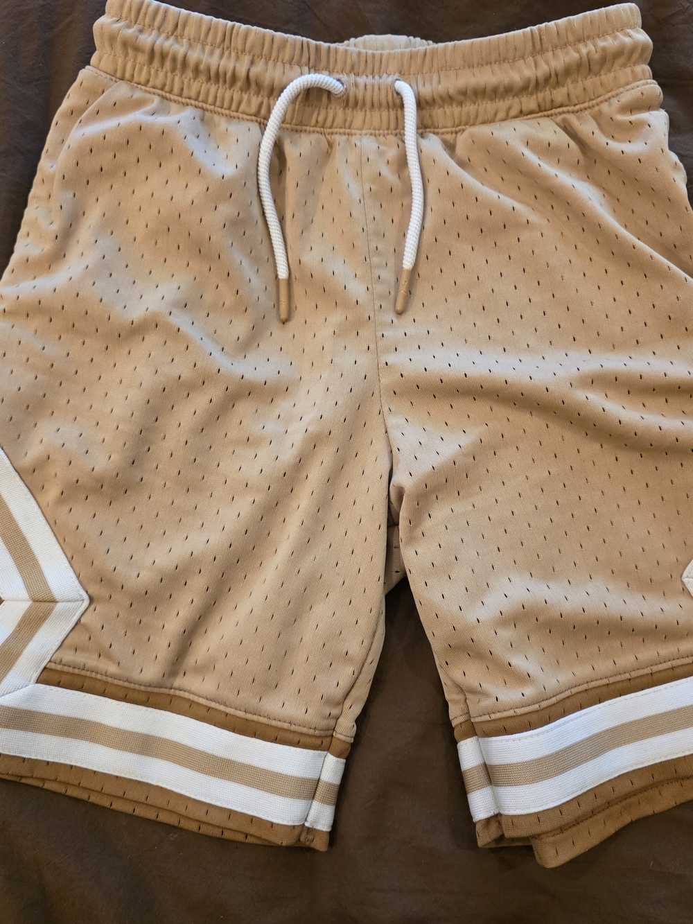 Jordan Tan Mesh Athletic Shorts with White Trim
